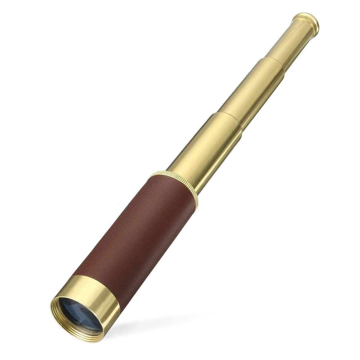 Monocular Telescope for Kids & Adults, Handheld Collapsible Brass Telescope 25x30 Zoomable Portable Pirate Spyglass for Cruise Ship Travel Watching Games Hiking Hunting and More