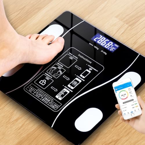Balança Digital Bioimpedancia Corporal Aplicativo Bluetooth Cor Preto Peso Até 180kg Premium