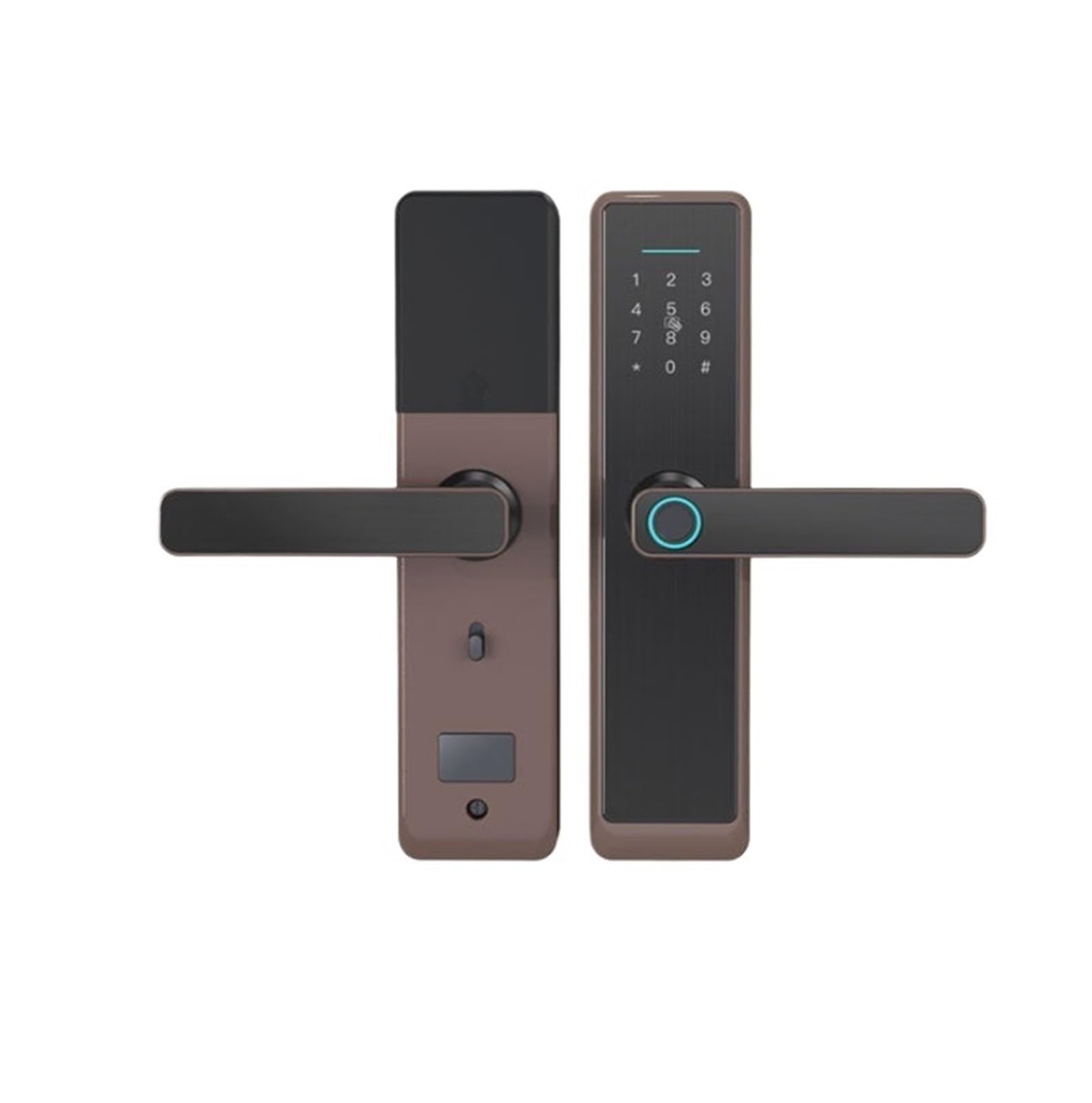 Juaksqzyi Brown Fingerprint Wifi Smart Door Lock With Handle Keyless Electronic Keypad Door Lock For Hotels And Offices Homes(Brown)