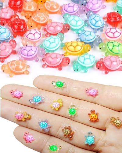 100 mini tortugas de resina luminosas pequeñas tortugas marinas que brillan en la oscuridad, animales marinos para fiesta de cumpleaños, hogar, jardín, bricolaje, decoración de casa de muñecas