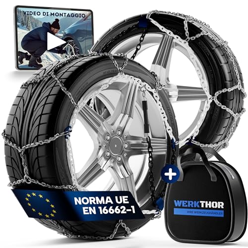 WERKTHOR 2x Catene da Neve - Catene da Neve Omologate per Auto - Aderenza...