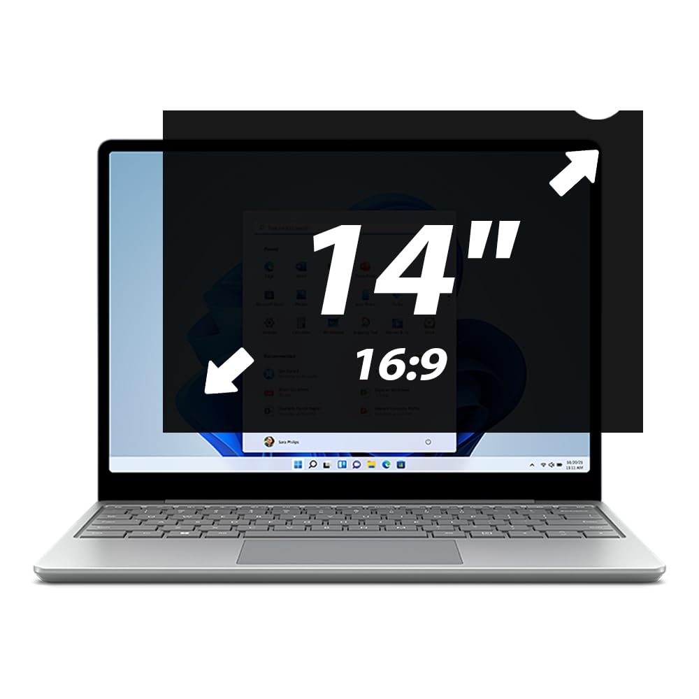 Hypertec HyperPrivacy 14" Privacy filter 16:9 aspect ratio. Anti Glare and Blue light protection