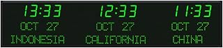 3 Time Zone World Clock, LED Digital Display World Wall Clock with USB Port, Time/City/Date Editable, for Multinational Enterprises, Hotels, Office, Airport