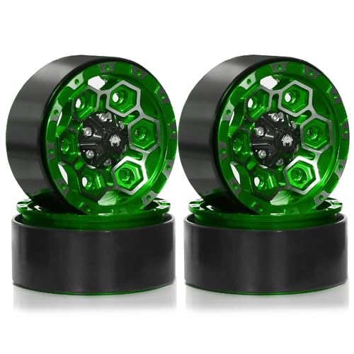 REDSPIDER 1.9 Beadlock Wheels 12mm Hex?4pcs? Aluminum 1.9 Wheels Fit for 1/10 RC Crawler SCX10 Pro TRX4 TRX6 VS4-10 Gen8 1.9 Crawler Tires (Green)