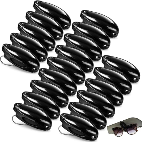 Image of Frienda 20 Pcs Sunglasses Holder for Car Sun Visor Clip, Sunglass Holder for Visor Eyeglasses Mount Ticket Card Clip Car Accessories for Women Men (Black)