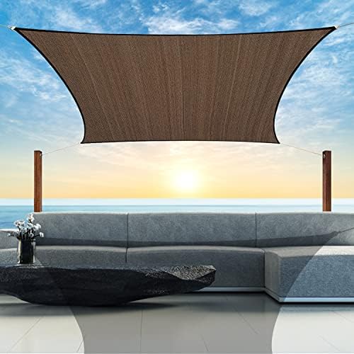 KAMEA KENNA 8' x 12' Brown Rectangle Sun Shade Sail Outdoor Canopy Permeable UV Block Awning Custom Size Accepted