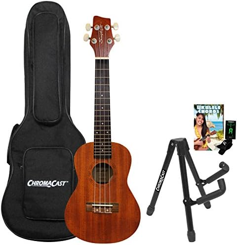 Sawtooth ST-UKE-MCE-KIT-2 Mahogany Concert Ukulele with Preamp, Quick Start Guide, Stand, Gig Bag & Tuner