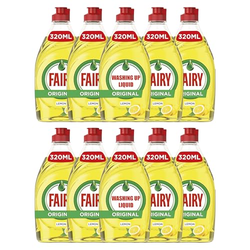 Lemon Washing Up Liquid with LiftAction | Dishes Grease Cleaner | 320ml (Pack of 10)