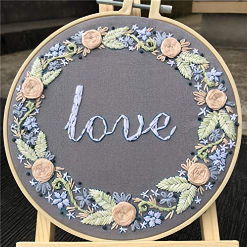 Image of Abillyn 3 Pack Embroidery Starter Kit Love Garland Stamped with Printed Pattern Cross Stitch Embroidery Kits (Garland 3 Pack)