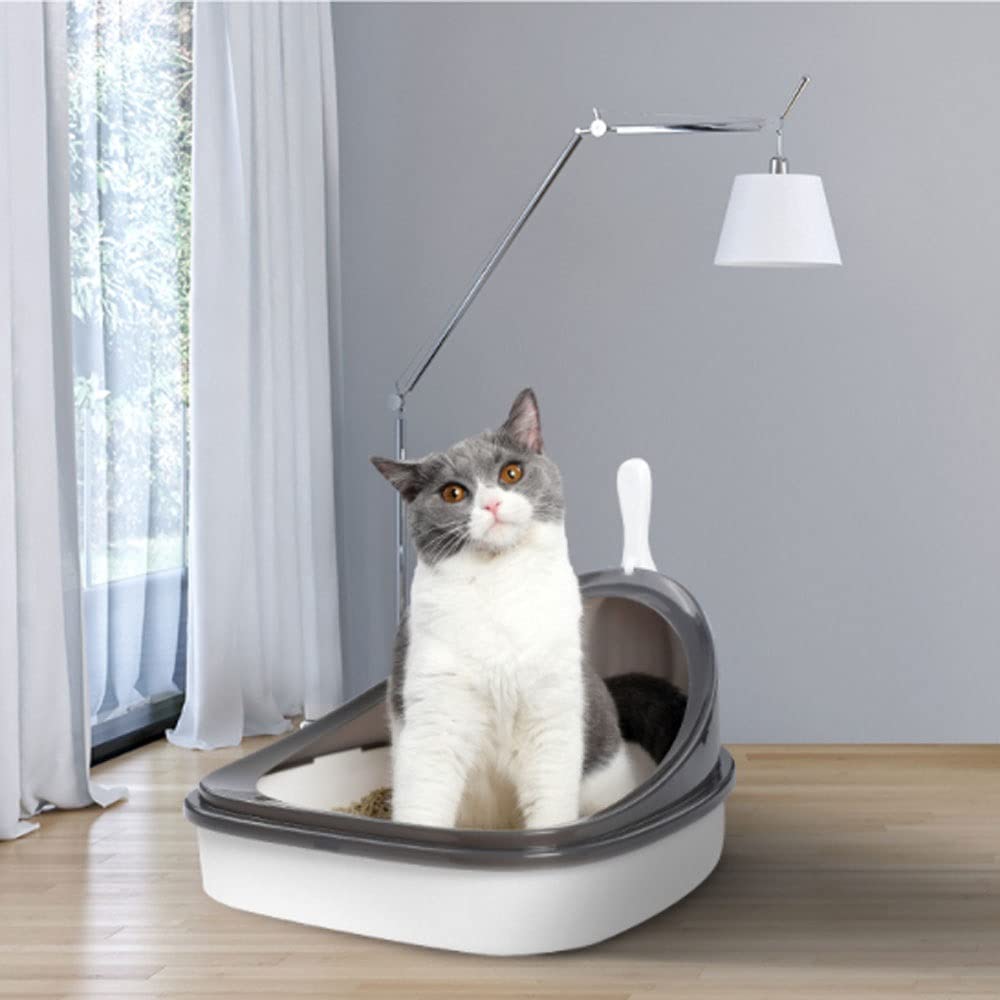 Cajas de Arena Triángulo semicerrado Caja de Arena de Moda Inodoro para Gato Alta Cerca chapote a Prueba de Salpicaduras Abiertas Suministros para Mascotas Arenero ​Gatos