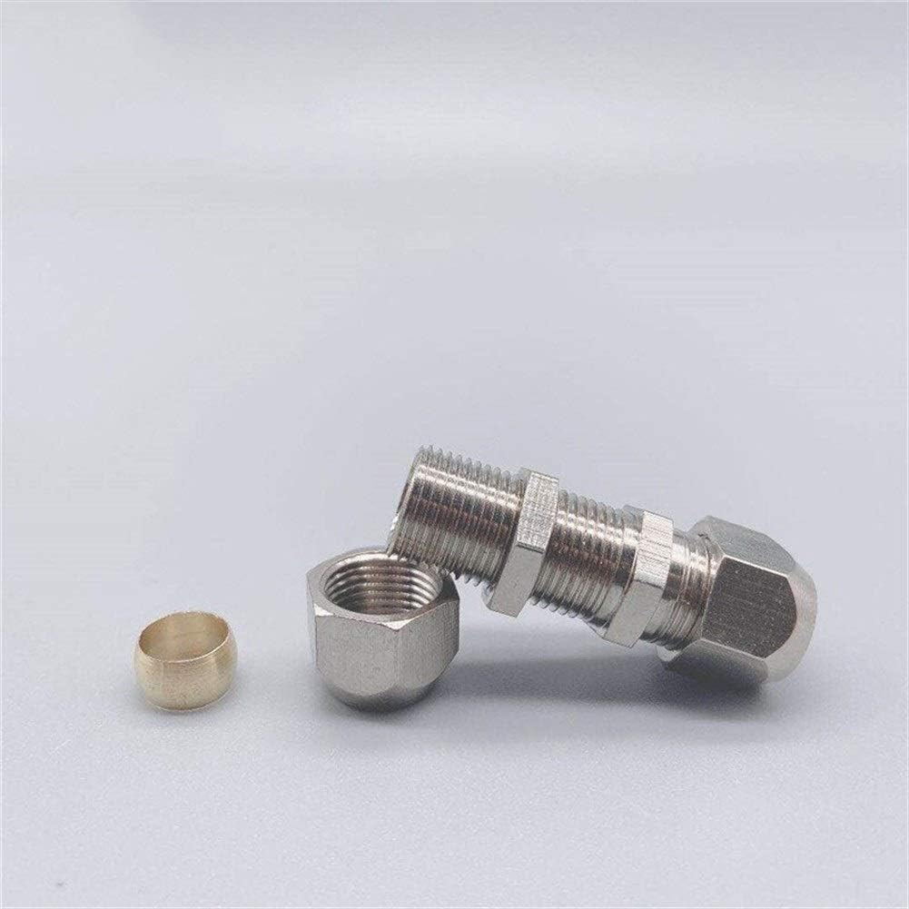 Pipe connector 10pcs Bulkhead Straight Push Brass Oil Pipe Fitting 4 6 8 10 12 14 16mm OD Tube Compression Ferrule Tube Compression Fitting Connector (Size : OD tube 4mm)