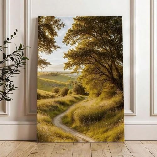 Tableau sur toile impressionniste chemin de campagne nature decor salon 50x70cm