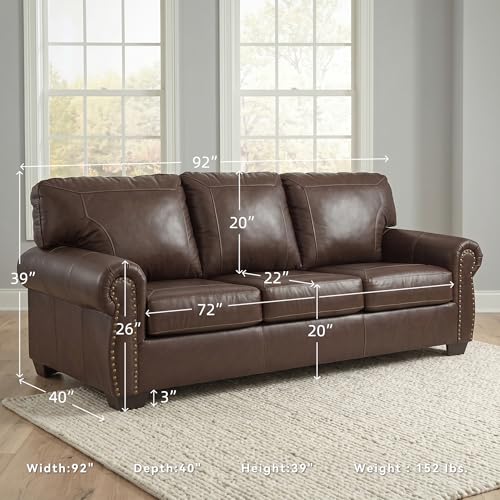 Signature Design by Ashley Colleton Classic Leather Match Sofa with Nailheads, Dark Brown - Image 4