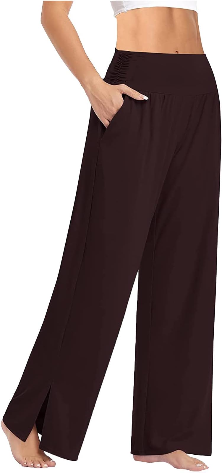 HAOLEI Womens Wide Leg Pants with Pockets,Sweat Pants Ladies UK Sale Clearance Gym Running Yoga Trousers Sport Loose Flared Pants Full Size Straight Mid High Waist Tracksuit Activewear Size 8-16