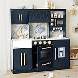 inFUNSAME Play Kitchen for Kids with Various Interactive Pretend Wooden Kids Kitchen playset Play Features and 14 Pcs Toddler Kitchen Accessories, Toy Kitchen Set for Boys and Girls Ages 3+