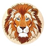 YuChiSX Kinderzimmer Teppiche Junge,Löwe Motiv - 120 x 120 cm Teppich Tiere Waschbar für Jungenzimmer,Kinderzimmer,Babyzimmer