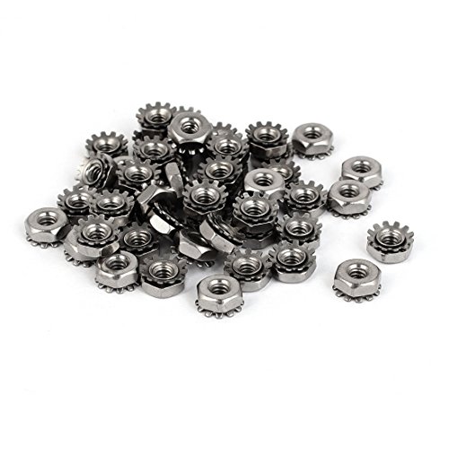uxcell 6#-32 304 Stainless Steel Female Thread Kep Hex Head Lock Nut 50pcs