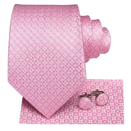 Image of Dubulle Mens Paisley Floral Silk Tie for Men Striped Necktie and Pocket Square Cufflinks Set Wedding Business