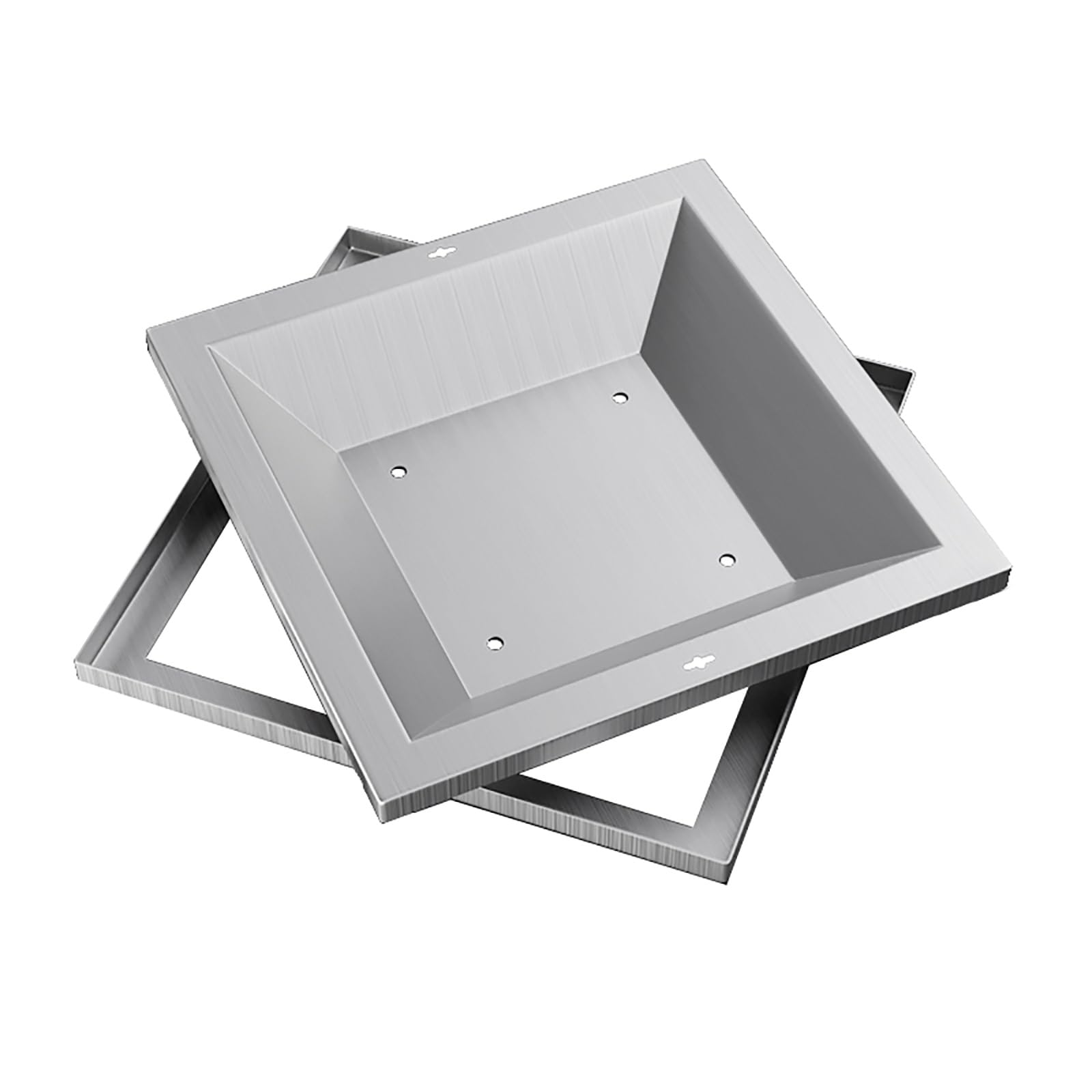 Tapa de inspección para patio y jardín en acero inoxidable con marco de 70 cm
