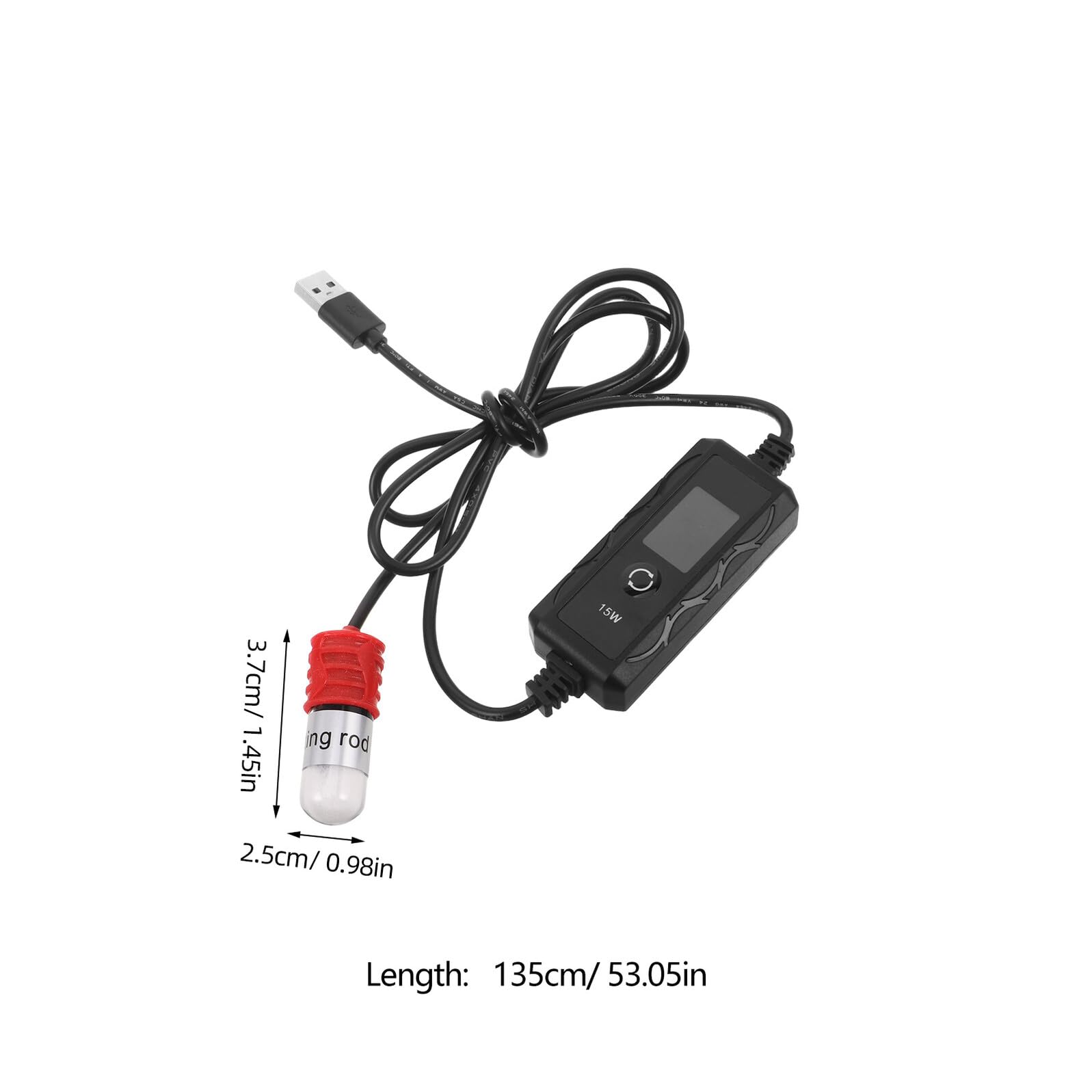 Calentador de Acuario USB Ajustable 15w para Peceras Pequeñas, Tanque de Agua Dulce y Tortugas, Control de Temperatura Celsius/Fahrenheit y Calentador para Peces Betta