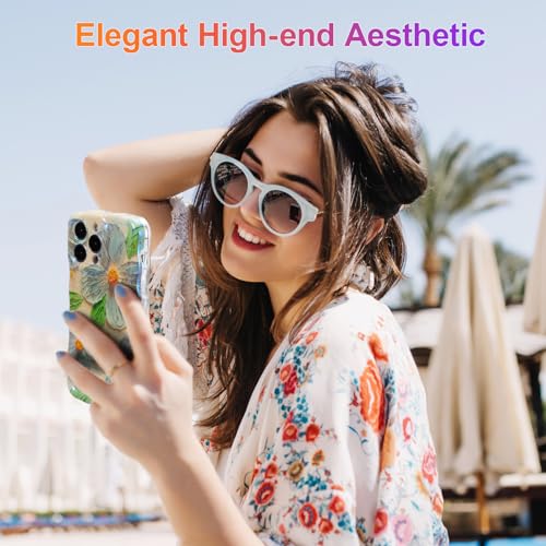 Coque iPhone 14 Pro antichoc durable à bords ondulés design fleuri - 7