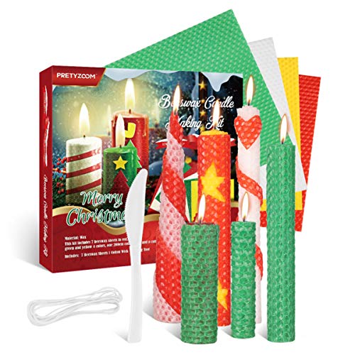 PRETYZOOM Christmas Beeswax Candle Making Kit DIY Rolling Candle Making Kit with Instructions Great for Christmas New Year or Birthday Party