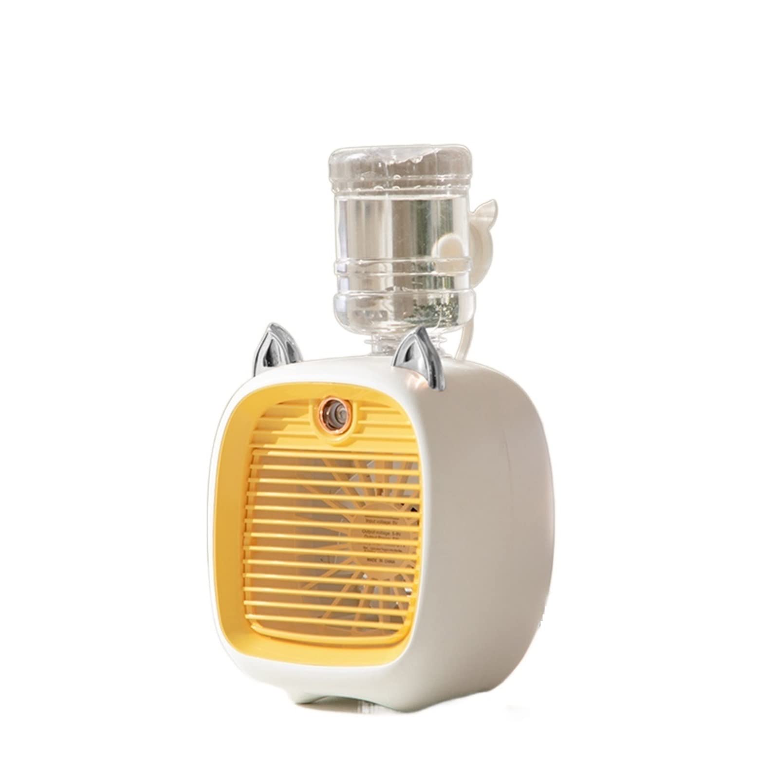 Cczrd Yellow Electric Fan 2400Mah Mini Air Conditioner Portable Cooler Usb Humidifier Purifier 3 Speed Spray For Home Office Airflow Comfort Refreshing Breeze(Yellow)