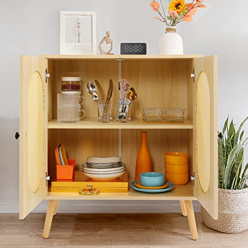 Likein Rattan Storage Cabinet With 2 Doors, Sideboard Buffet Cabinet With Storage, Rattan Accent Storage Cabinet With Doors & Adjustable Shelves For Kitchen, Living Room, Bedroom, Entryway, Office #TOP2