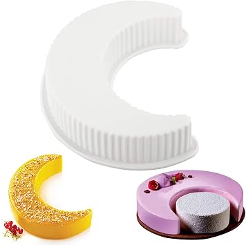 HiParty Crescent Moon Shape Silicone Cake Pan, Crescent Moonlight Sonata Mousse Cake Bread Pizza Baking Mold Kitchen Bakeware Tools