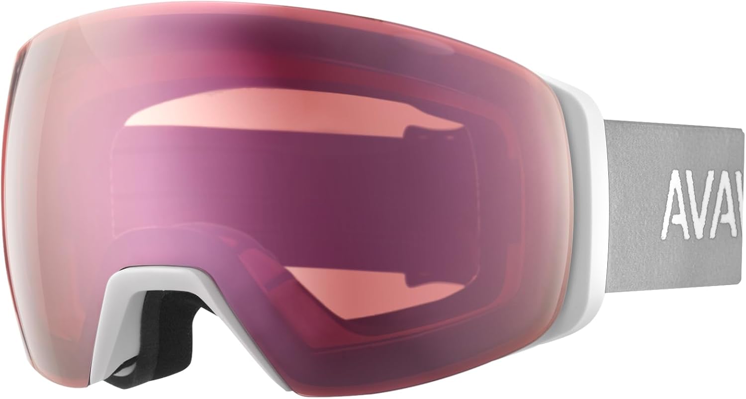 AVAWAY Youth Ski Goggles, Magnetic Snowboard Goggles, Small Size Snow Goggles for Men Womens, Anti Fog Safety Glasses