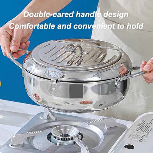 24cm Tempura Pot with Integrated Thermometer & Oil Drain - 3.4L Japanese Deep Frying Pot - Image 4