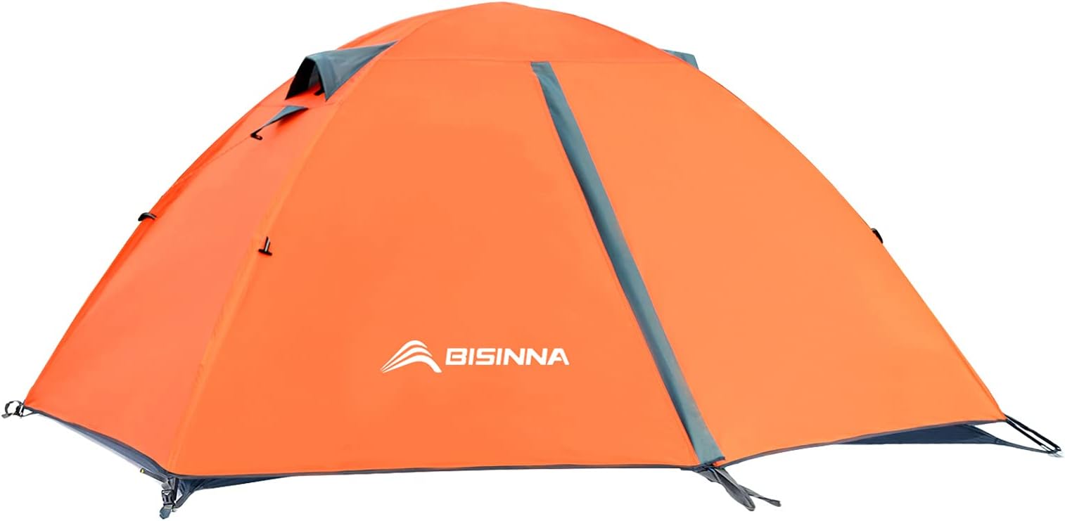 BISINNA 2 Person Camping Tent, Lightweight, Backpacking Tent, Waterproof, Windproof, 2-Door, Easy Setup, Double Layer Outdoor Tent, For Family Camping, Hunting, Hiking, Climbing Traveling