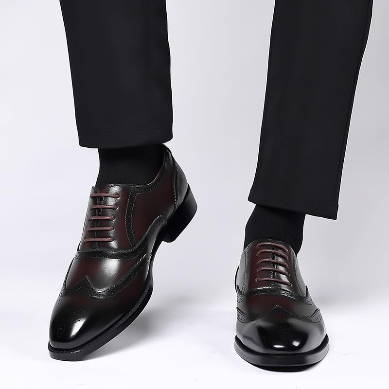 Mens Brogue Pointed Toe Oxford Dress Shoes Lace-up Office Casual Non Slip Shoe Brogue Leather2
