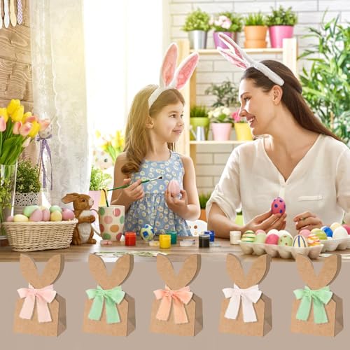 Bolsas de Pascua de papel rústico con orejas de conejo pack de 24 4