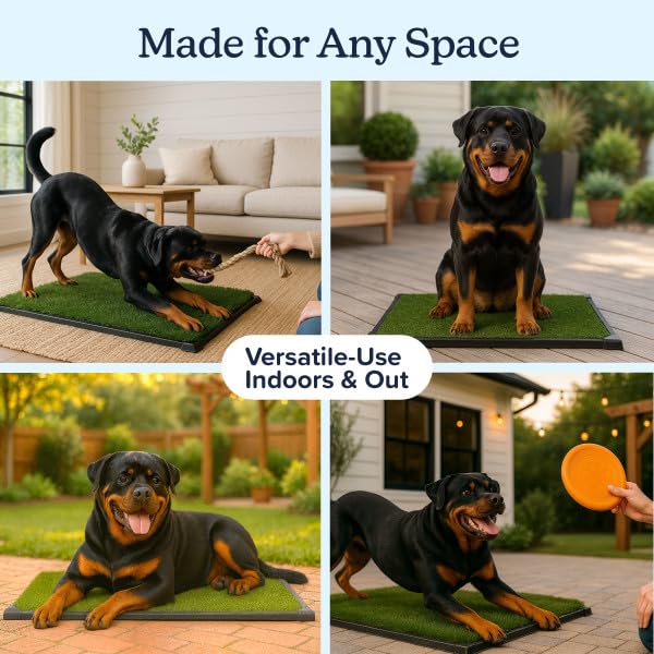 Image of Artificial Grass Puppy Pee Pad for Dogs and Small Pets - 41X27 Inch, Reusable 4-Layer Turf Pads for Dogs with Tray - Indoor and Outdoor Fake Grass Potty Pet Supplies by PETMAKER