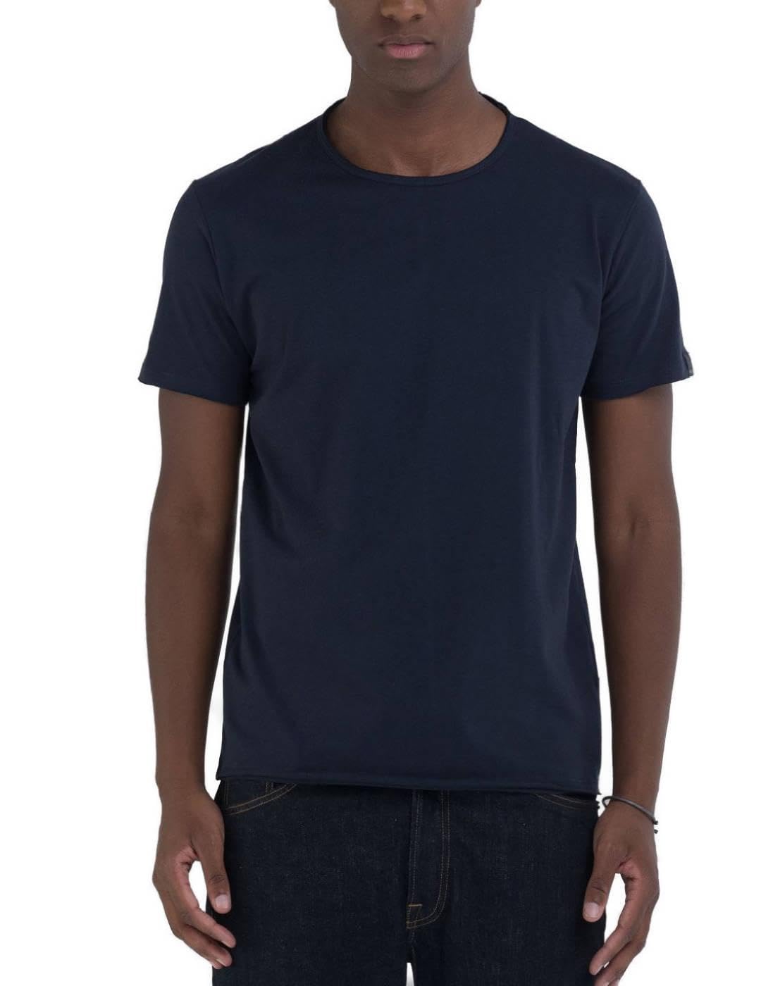 Replay Camiseta de Manga Corta para Hombre con Cuello, 067 Night Blue, XL