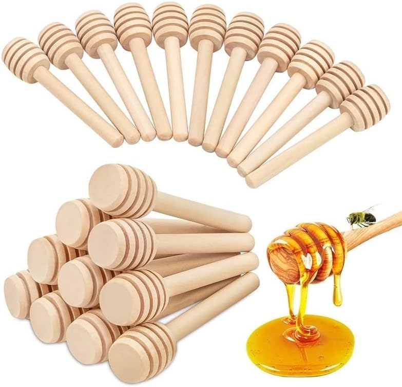 50 Pieces Mini Wooden Honey Spoon Honey Wooden Stirring Stick for Honey Jar Dessert Tool