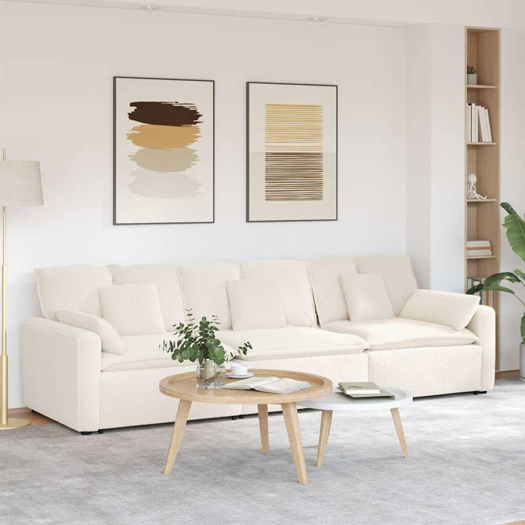Sofá modular con cojín de tela de lana de cordero, 324 x 105 x 64 cm, marco de metal, elemento de montaje de 3 piezas para salón, salón, salón, salón, salón, salón, con esquina acolchada y