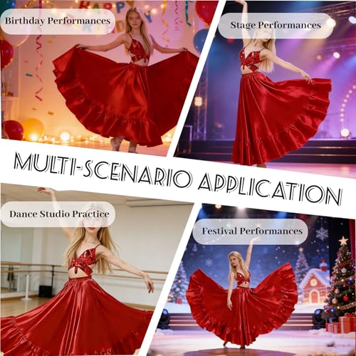 Jupe de danse du ventre à 360° en satin avec ondulation fluide maximale - 5