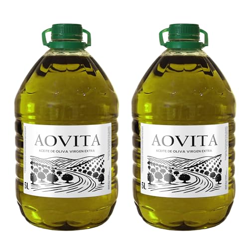 Pack 2 Garrafas Aceite de Oliva Virgen Extra AOVITA 5L – 10 Litros Calidad Virgen Extra Certificada, Variedades Picual y Hojiblanca, Extracción en Frío