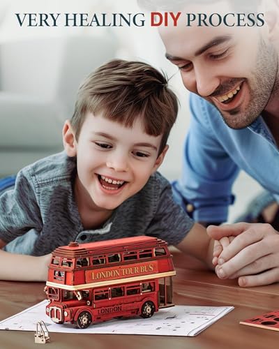 Miniatura 6 de Rowood Puzzles 3d Madera Autobús Turístico De Londres, Maquetas De Madera Retro Para Adultos Para Construir, Regalo Creativo Para El Día De Cumpleaños Y Navidad