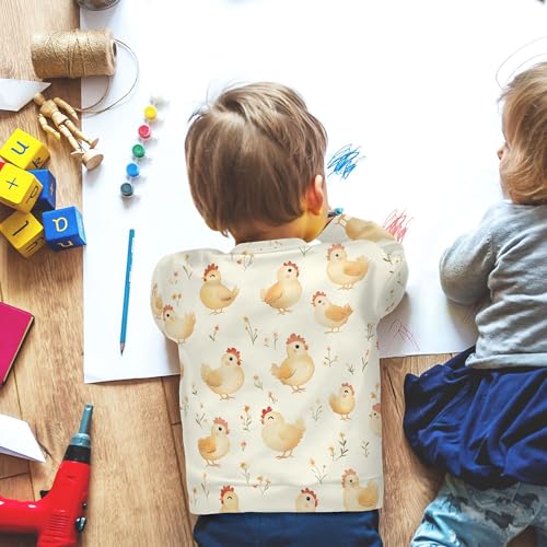 JUNZAN Cartoon Cute Chicken Beige Kids Boys Hooded Sweatshirt Fleece Kids Hoodies Boys Camping 4T 6