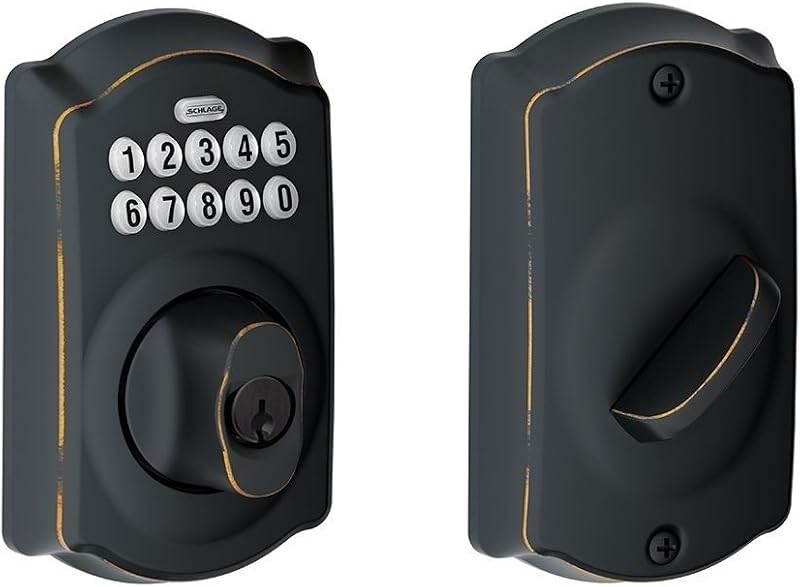 Advantage Schlage BE365CAM716 BE365 Camelot Keypad Deadbolt, Aged Bronze
