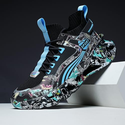 Men's Ultra - Light Shock - Absorbing Basketball Shoes Youth Sports Shoes Stylish Graffiti Design Suitable for Running Walking School for Students and Daily Commute3