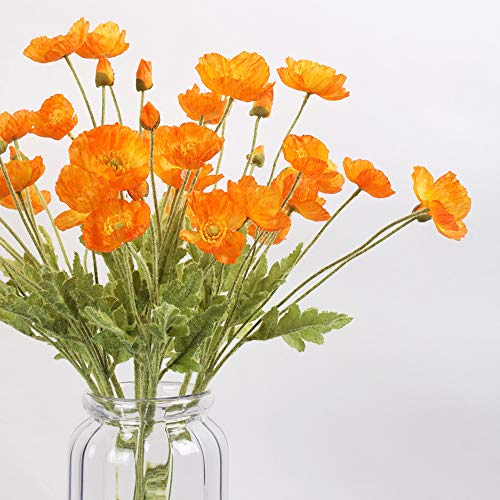 Lumoslyy AF001-OG Artificial Flowers Silk Poppy Flowers thumb #4