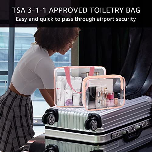 3Pcs Crystal Clear Pvc Travel Toiletry Bag Kit For Women Men, Waterproof Vinyl Packing Organizer Storage Bags With Zipper Handle Straps, Cosmetic Pouch Carry On Airport Airline Compliant Bag Handbag #TOP1