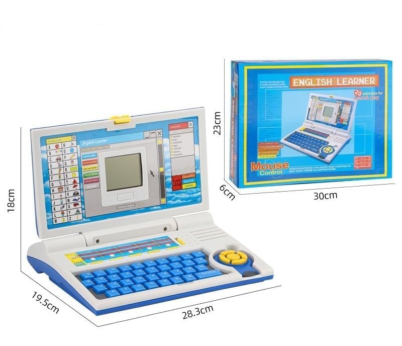 Image of GRAPHENE Educational Laptop Computer Toy with Mouse for Kids 2 3 4 5 Years Tablet for boy Girl 20 Fun Activity Learning Machine Now Learn Letter Words Games Mathematics Music Logic Memory Tool Blue