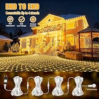 Joycome Lichternetz Außen 3x2m 200 LED Lichterkette Netz mit Stecker | Timer, 8 Modi Weihnachtsbeleuchtung Aussen Netz IP65 Wasserdicht Lichtervorhang für Büsche Garten Zimmer Balkon - Warmweiß – Ansicht 6