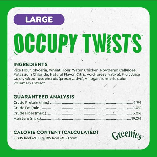 Greenies Occupy Twists Large Breed Dog Treats, Chicken Flavor, 8 Count | Promotes calm through chewing, helps clean teeth and maintain healthy gums, rawhide-free, 2 per week, for dogs 50-100 lbs - image 7