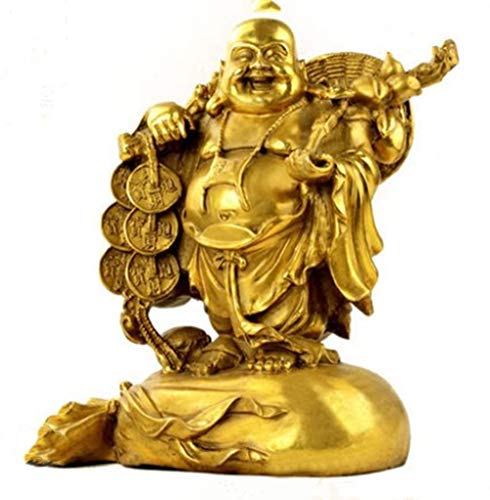 Statue de Bouddha en cuivre pur coulé main pour salon zen